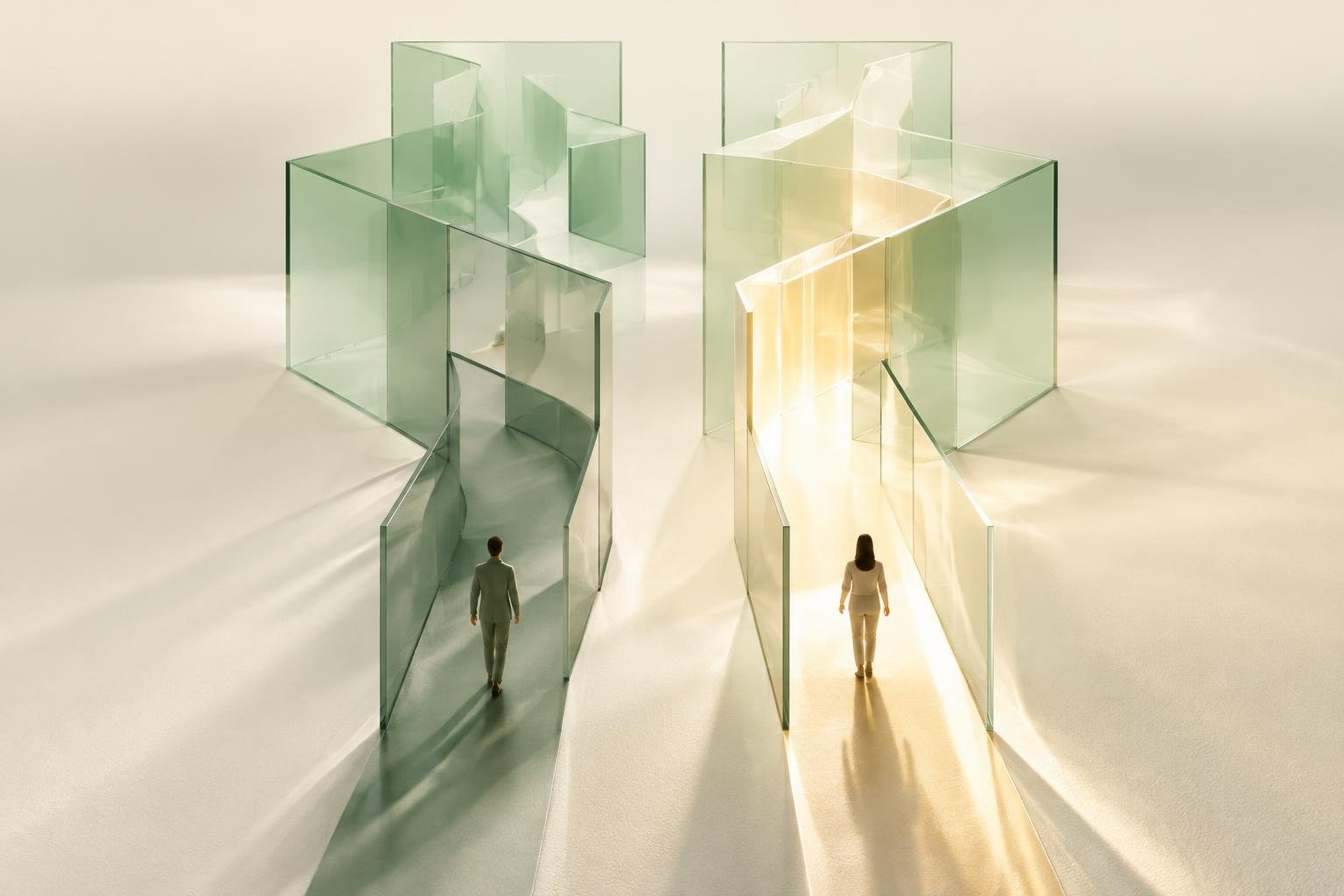 Abstract light refraction illustrating a connected digital system